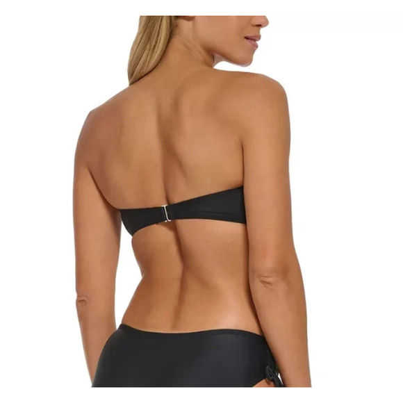 DKNY Women's Convertible Bandeau Tie-Front Swim Bikini Top Black Size XS 16172 - Picture 2 of 2